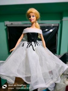 White And Black Gown For Barbie Doll