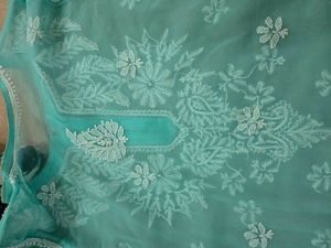 Sea Green Chikankari Kurti With Lining