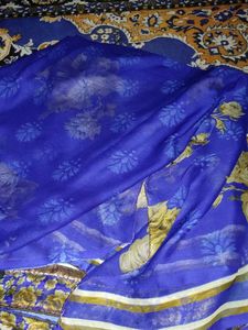 Floral Blue Saree