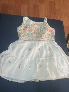 Girls White Embroidered Party Dress