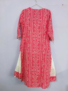 Pink Bandhani Kurta And Skirt Set