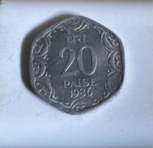 20 Paise India Coin 100% Original Year 1986