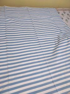 Blue &amp; White Striped Throw Blanket Top Sheet