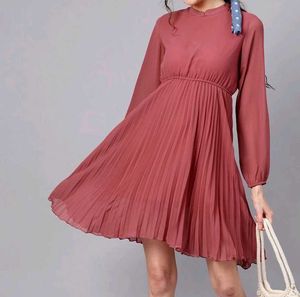 Sassafras Mandarin Collar Classy Skater Dress