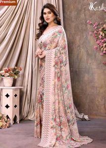 Elegant Floral Georgette Saree