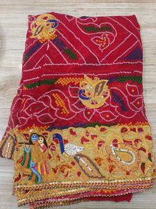 Madwadi Zari Work Red Georgette Chunri Duppata