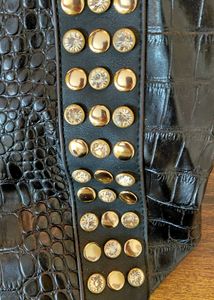 Black Studded Crocodile Tote Bag