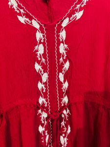 Red Embroidered Top