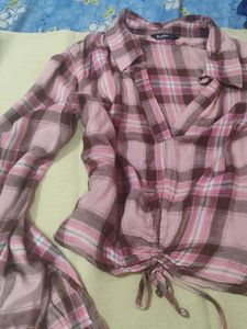 Pink Checked Crop Top