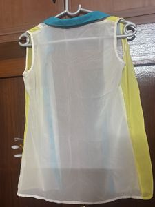 Sheer Colorful Button Down Top