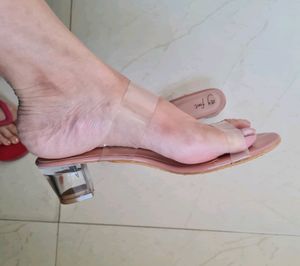 Transparent Strap Block Kitten Heels
