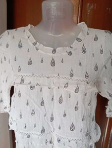 White Printed Top