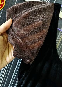 Elegant Brown &amp; Black Anarkali Dress