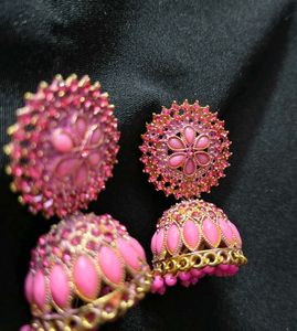 Pink Ethnic Earrings