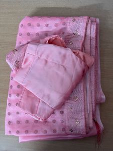 Pink Embellished Saree