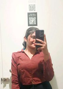 Brown Long Sleeve Crop Top with a zip closure