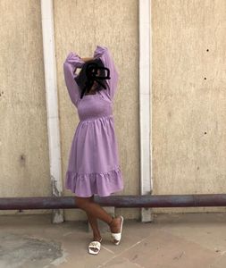 Lilac Smocked Ruffle Mini Dress
