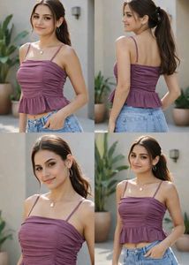 Ruched Peplum Cami Top