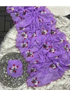 Elegant Lavender Floral Saree