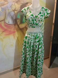 Skirt And Blouse (Green N White)