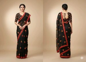 Elegant Black Embroidered Saree
