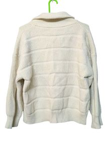 Cream Knit Zip-Up Jacket