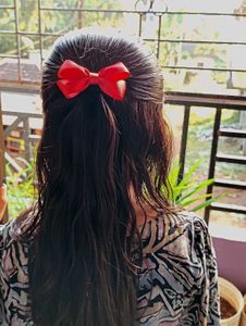Red Bow Hair Clips - Set of 2