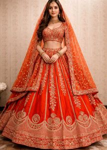 Red Embroidered Lehenga Choli Set