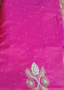 Pink Fabric with Gold Embroidery