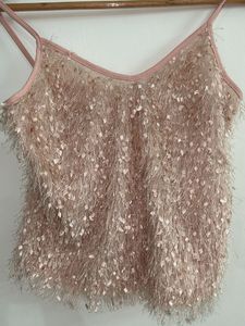 Threadwork Emblished Blush Pink Crop Top