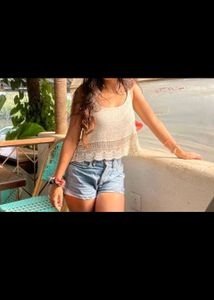 Alia Bhatt White Crochet Top Strap Top