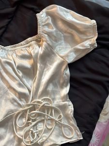 Satin Puff Sleeve Top Corset Fix Price