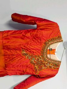 Elegant Orange Embroidered Dress