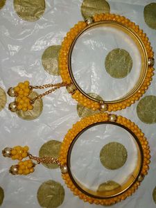 Yellow Beaded Bangle Set