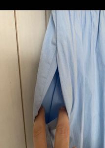 New One Zara Blue Short SleevesMidiShirt Dress
