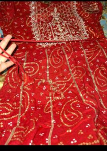 Red Printed Anarkali Kurti