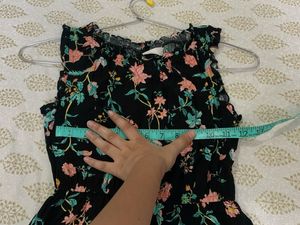 Floral Black Frock For 8-10 Year Old Girls