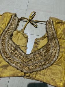 Golden Back-Tie Silk Blouse