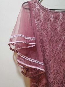 Elegant Mauve Lace Dress