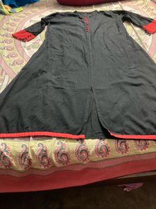 Black Nice Long Kurty Inside Pocket