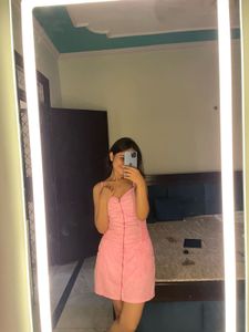 Ruched Pink Mini Dress