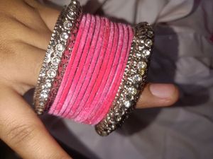 New Silver And Pink Bangles Combo