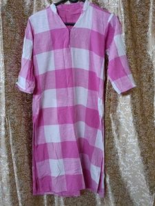 Pink Checkered Tunic Dress