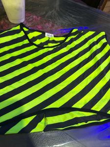 Striped Black and Neon Yellow Top