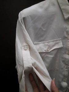 Cream Drawstring Shirt