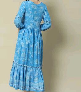 Blue Floral Print Dress