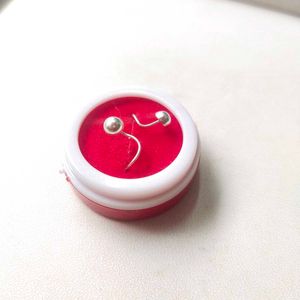 Pure Silver Ball Design Nose/Ear Earings 1 Pair