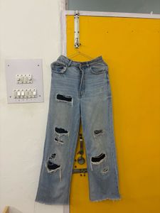 Ripped Wide Leg Jeans + Top Combo