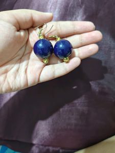 Dark Blue Bead Earring Set
