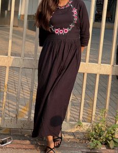 Black Floral Embroidered Maxi Dress